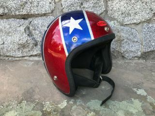 Vintage 1960s 70s Stars And Bars Stripes Usa Metalflake Titan Motorcycle Helmet