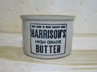Old Butter Crock Harrisons Butter Glenview Il Stoneware Advertising
