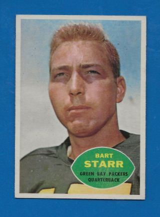 1960 Topps 51 Bart Starr Hof Centered With 4 Sharp Corners And Bold Color.  Nm,