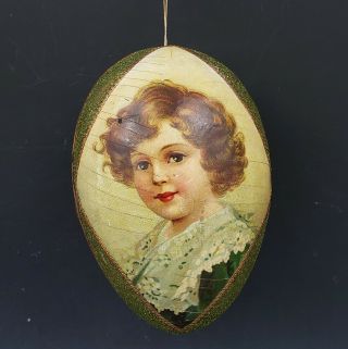 Antique German Easter Egg Candy Container W/young Girl German Christmas