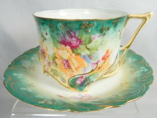 Art Nouveau R.  S.  Prussia Ornate Cup & Saucer Nr