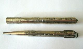 Antique Swan Mabie Todd - Co Sterling Silver Fountain Pen & Pencel Set - Fyne Poynt