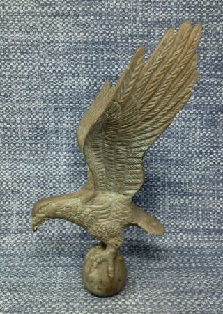 Vintage Brass Copper Eagle Weather Vane On Ball Patina 10 " X 7 "