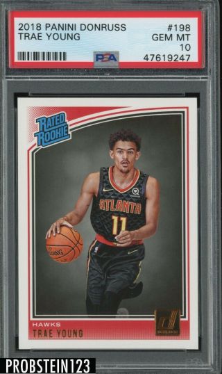 2018 - 19 Donruss Optic Rated Rookie 198 Trae Young Hawks Rc Psa 10 Gem