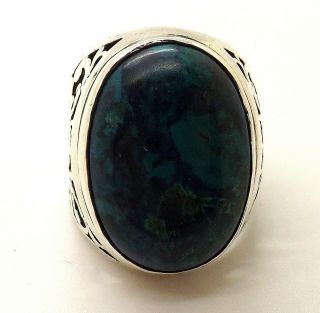 GORGEOUS VINTAGE STERLING SILVER EILAT STONE ISRAEL RING SIZE 10 1/4 2