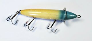 Early Heddon 200 Surface Minnow Lure White Blue Head C 1910s