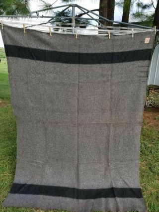 Antique 1920s Gray & Black 3.  5 Point Hudson’s Bay Wool Blanket 80 X 60 As - Is