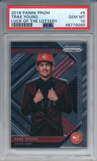 2018 - 19 Panini Prizm Luck Of The Lottery 5 Trae Young Hawks Psa 10 (9269)