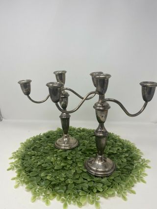 Set Of 2 - Empire Sterling Silver Weighted Candle Holder Candelabra 620
