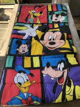 Vintage Disney Mickey Mouse & Friends Pluto Donald Duck Goofy Sleeping Bag 80’s