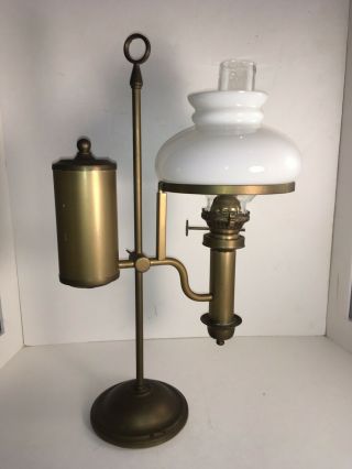 Oil Burning Antique Brass Single Arm Student Lamp