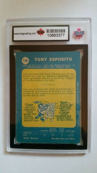 1969 - 70 O - Pee - Chee TONY ESPOSITO 138 ROOKIE CARD KSA 4 2