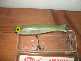 Vintage Pico Mullet Lure.  Green W/red Mouth.  Excellant