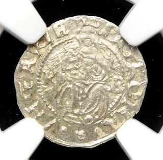 Hungary.  Ferdinand I Silver Denar,  1553 - Kb,  Ngc Ms63