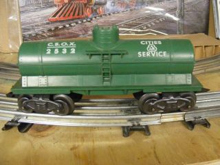 Marx O Scale Cities Service Tank Car 2532 On Deluxe Trucks