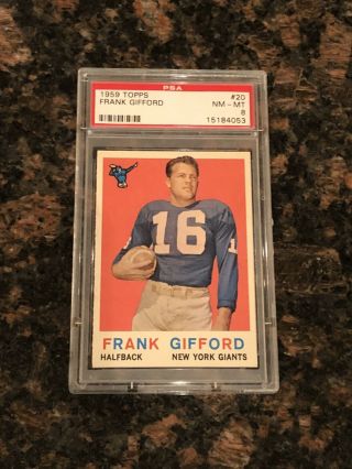 1959 Topps Frank Gifford York Giants 20 Football Card Psa 8