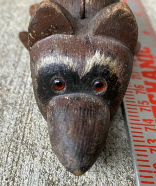 Updated Ice Fishing Decoy Raccoon Moving Tail Glass Eyes