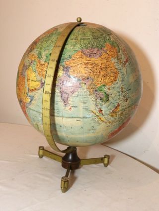 Vintage World Nation Series Globe Replogle Mid Century Modern 1960 