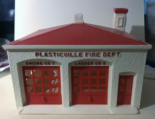 Vintage 1950s Plasticville U.  S.  A.  Fire Department House Model Kit Model Railroad 3