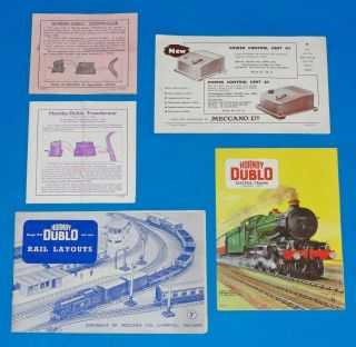 Hornby Dublo Fold - Out Leaflet 1957,  Layout Booklet & Transformer Instructions