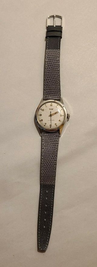 TISSOT 28.  5R - 21 Automatic Wristwatch 17J Swiss Made 1957 Model With Lizard Band 2