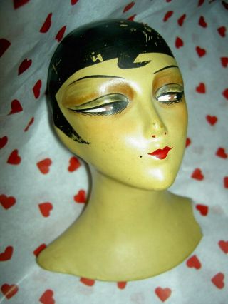 Outstanding Antique French Flapper Boudoir Bed Doll Shoulderhead,  " Pierrette "