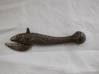 Antique Cast Iron Figural Sardine Can Opener - Shape Of A Fish 5 1/2 " C.  1900 