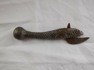ANTIQUE CAST IRON FIGURAL SARDINE CAN OPENER - SHAPE OF A FISH 5 1/2 