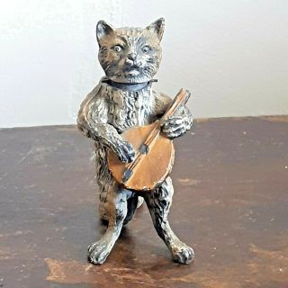 Vintage Antique German Heyde Cold Painted Lead Spelter Cat Katze Nodder Figure