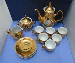 Antique Bernadotte Porcelain Fine De Boheme Czechoslovakia Gold Tea Set