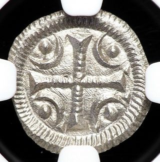 Hungary.  Bela Ii,  1131 - 1141,  Silver Denar,  Ngc Ms66,  Top Gem Grade
