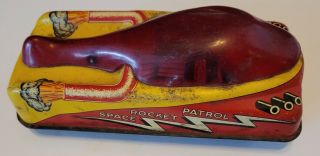 Antique Courtland Space Rocket Patrol Car Friction Tin Toy.  Could Use Cleaned