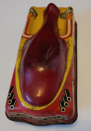 Antique Courtland Space Rocket Patrol Car Friction Tin Toy.  Could use cleaned 2