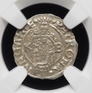 Hungary.  Ferdinand I Silver Denar,  1545 - Kb,  State,  Ngc Ms63