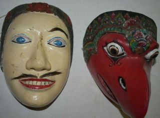 Orig $399 2 Javanese Masks Ritual 1900s 7 " Prov