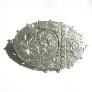 Antique Victorian Solid Silver Sterling Sweetheart Brooch Birmingham 1889