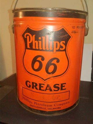 Rare Vintage Metal 10lb Phillips 66 Grease Can Empty Old Logo