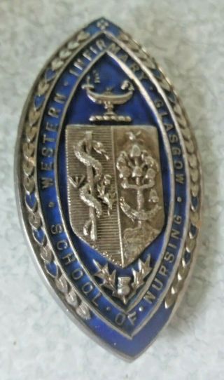 Antique Enamel Badge / Medal - Western Infirmary Glasgow - School Of Nursing 1926