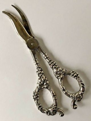 Antique Kc Seelbach Germany Ornate Sterling Silver Handles Grape Shears Scissors
