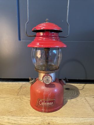 Vintage Coleman Red 200a Lantern Dated 2 60 Single Mantel Porcelain Sign Camping