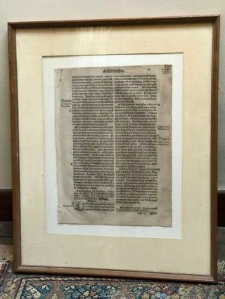 Antique Incunabula Bible Leaf First Czech Bible,  Prague,  1577 Framed