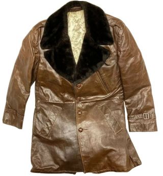 Vintage 70s A Robert Lewis Idea Leather Jacket Size 44 Dark Brown Talon Zipper