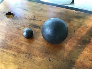 Rare Antique Civil War? 2” And 5” Solid Cannonballs