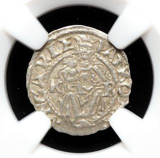 Hungary.  Ferdinand I Silver Denar,  1548 - Kb,  Ngc Ms61,  State