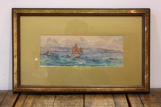 Antique Watercolour Painting Of Sailing Ships Signed J Brett Circa 1900