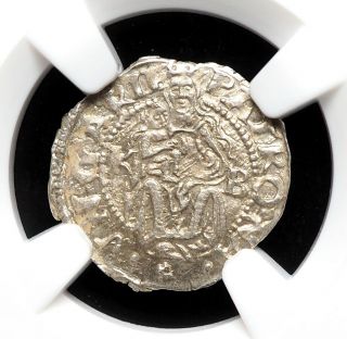 Hungary.  Ferdinand I Silver Denar,  1555 - Kb,  Ngc Ms63,  State