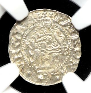 Hungary.  Ferdinand I Silver Denar,  1555 - Kb,  Ngc Ms63