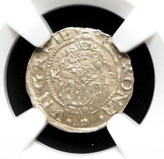 Hungary.  Ferdinand I Silver Denar,  1554 - Kb,  Ngc Ms63,  State