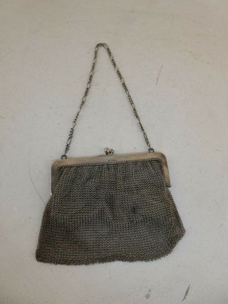 Antique Silver 925 174g Chainmail Evening Bag Purse London Imports 1900s (c28)