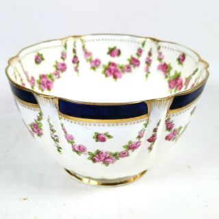 George Jones Crescent China Rose Garlands Antique Sugar Bowl